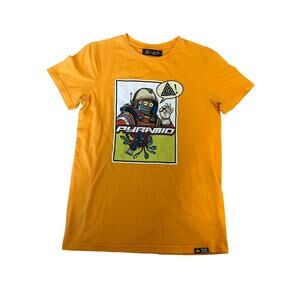 Black Pyramid T-Shirt Youth XL Orange Technology Robot Astronaut Streetwear